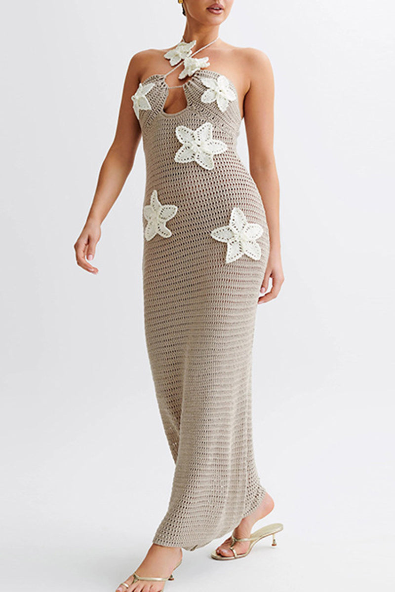 Sienna | Sultry Floral Cutout Backless Halter Maxi Dress (3 Colors)