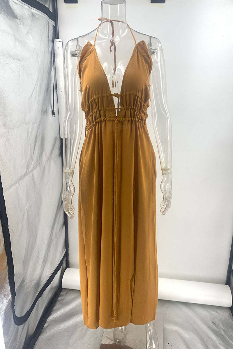 Jasmine | Sultry Solid Color Strap Dress with Slit Detail and Asymmetrical Hem