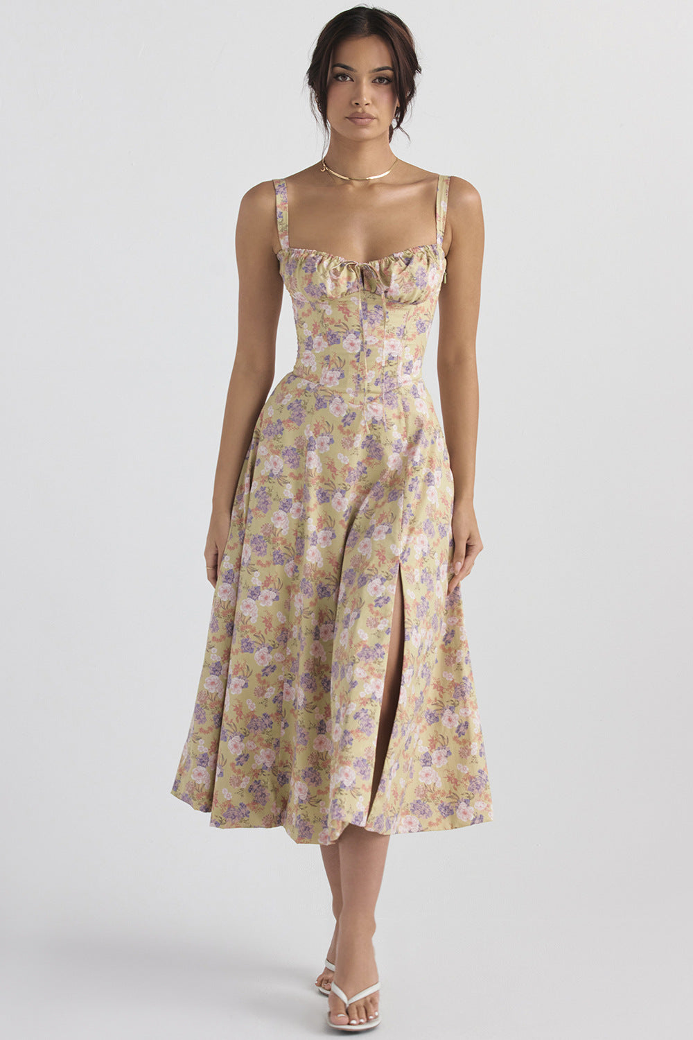 Cecilia | Elegant Cut-Out Strappy Dress with Alluring Thigh Slit