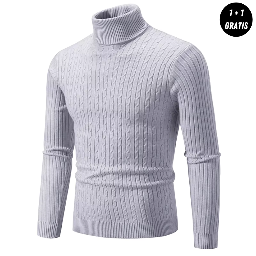 Warmer Knitted Sweater with Roll Neck - ENZO