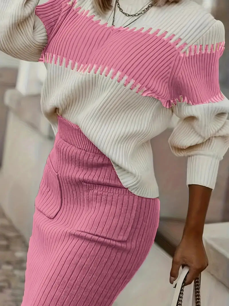 Seraphina | Cozy Knits Set - Long-Sleeved Jumper & Sleek Midi Skirt