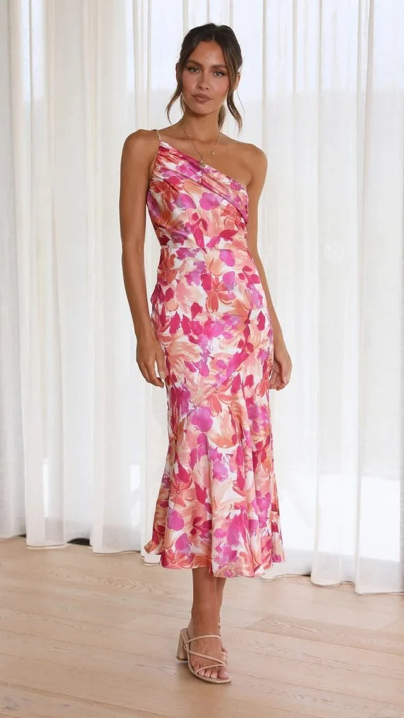 Camille | Elegant One-Shoulder Floral Gown
