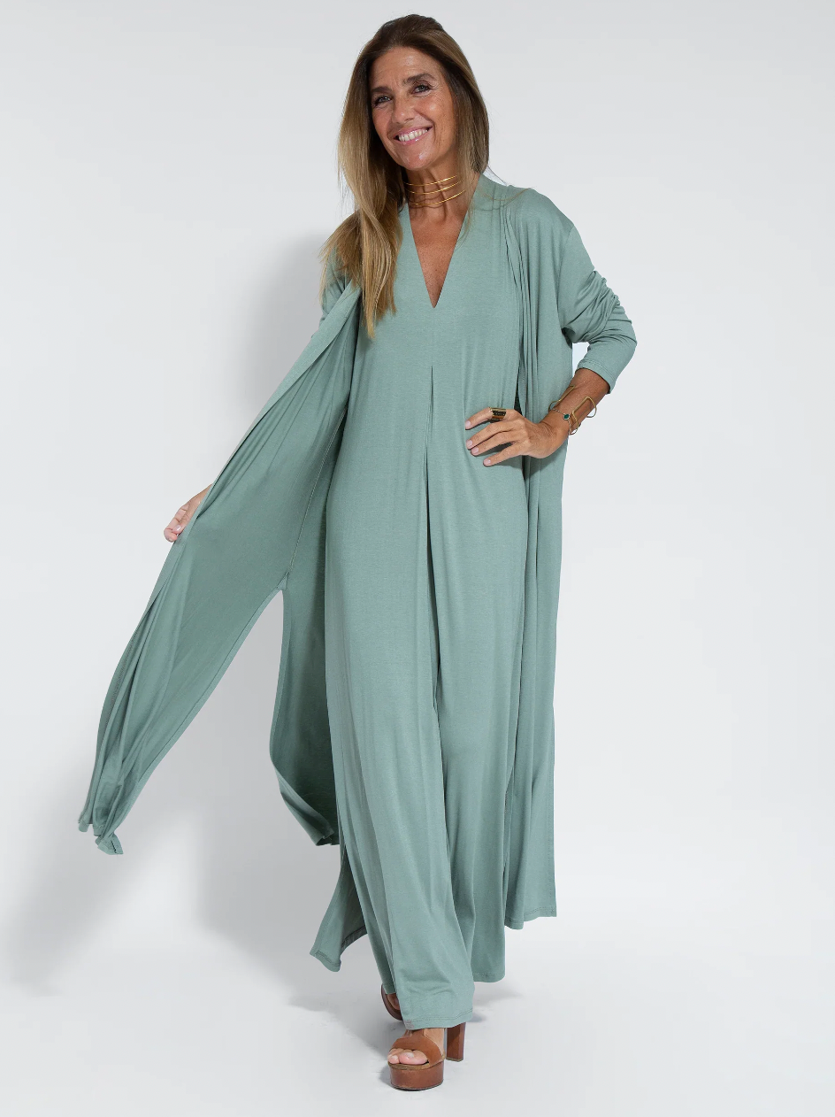 Sienna | Elegant Midi Dress and Tailored Vest Ensemble
