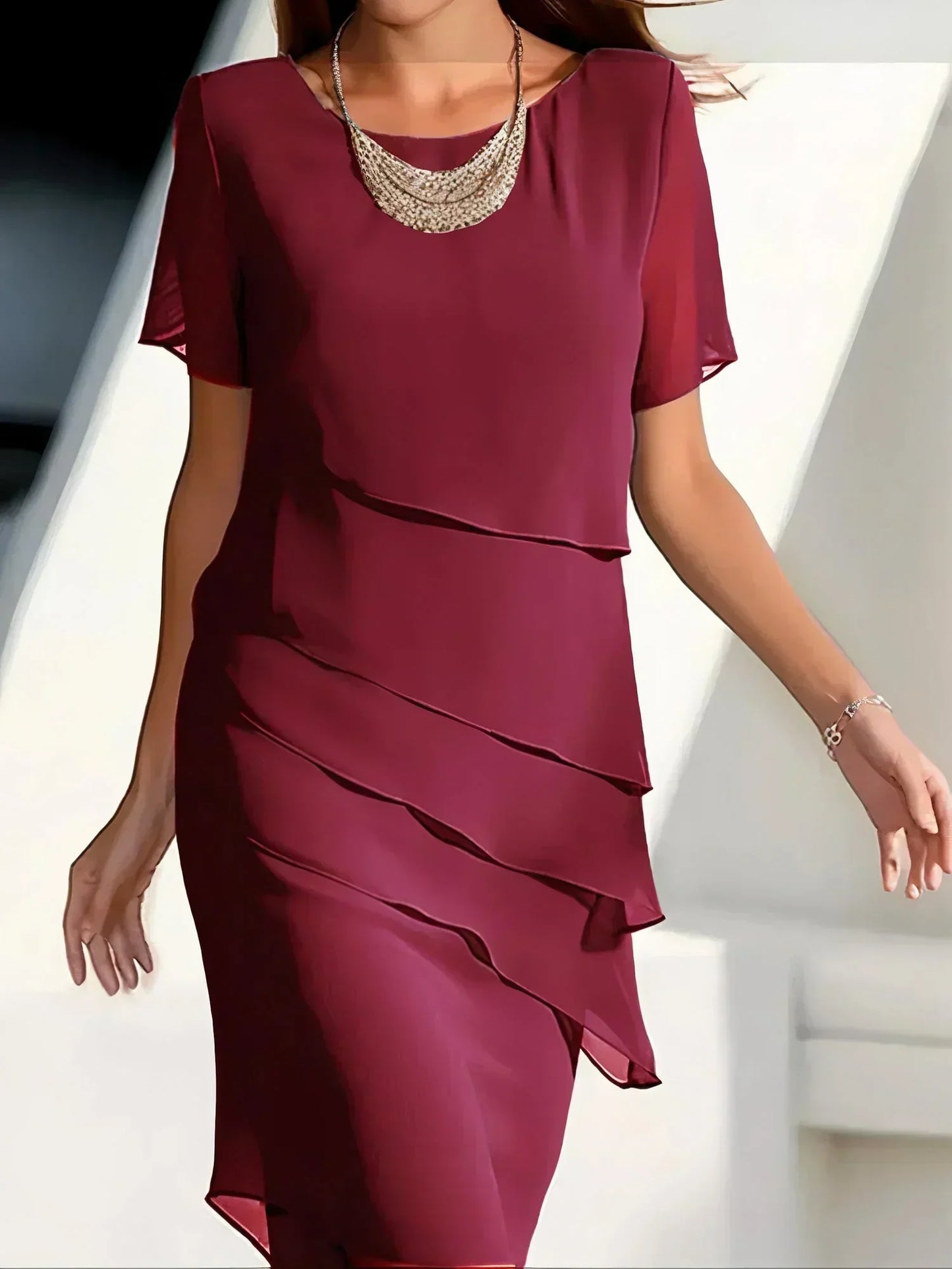 Nina | Elegant Midi Dress with Short Sleeves