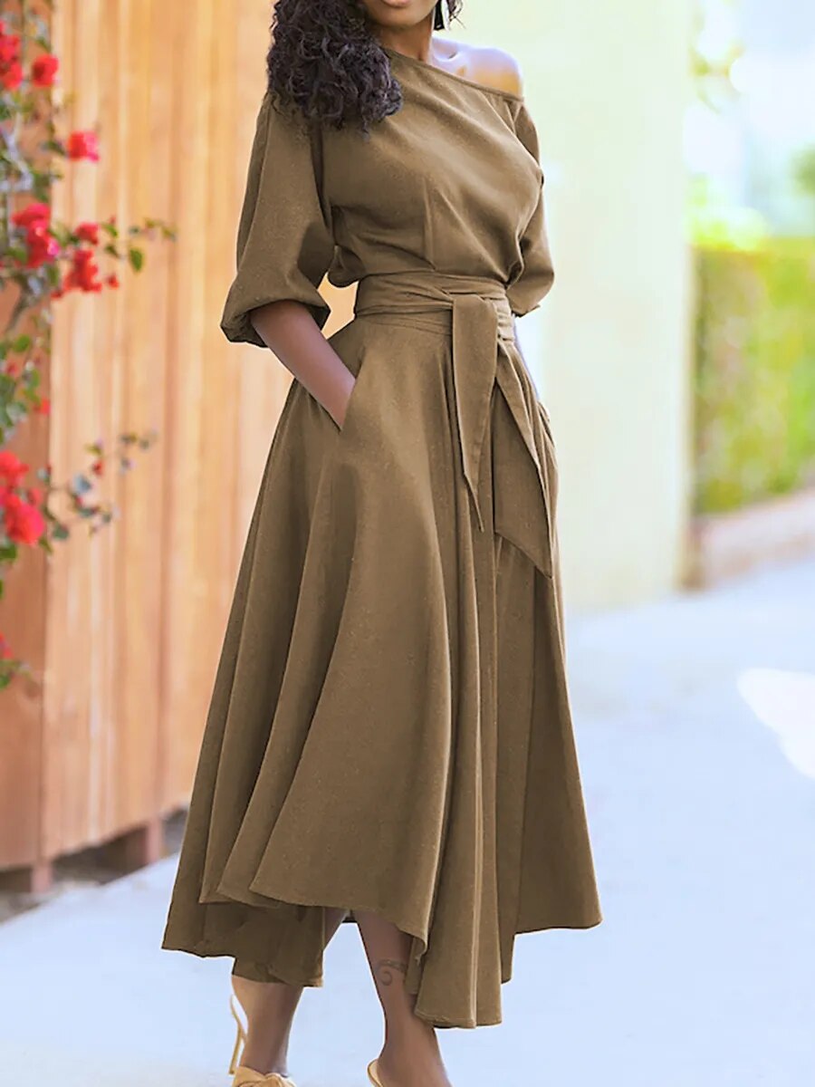 Seraphina | Elegant Dress with Lacing and Lantern Sleeves