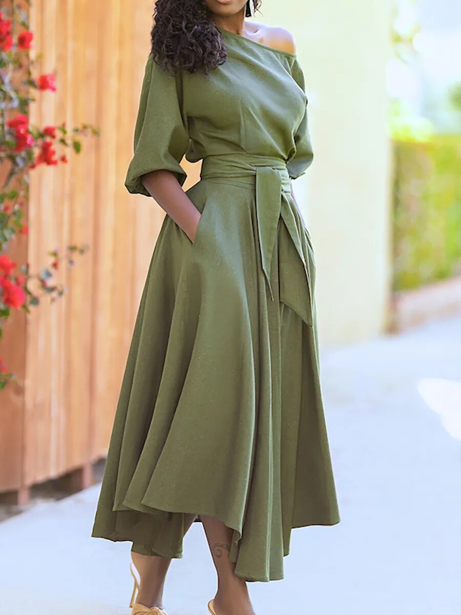 Seraphina | Elegant Dress with Lacing and Lantern Sleeves