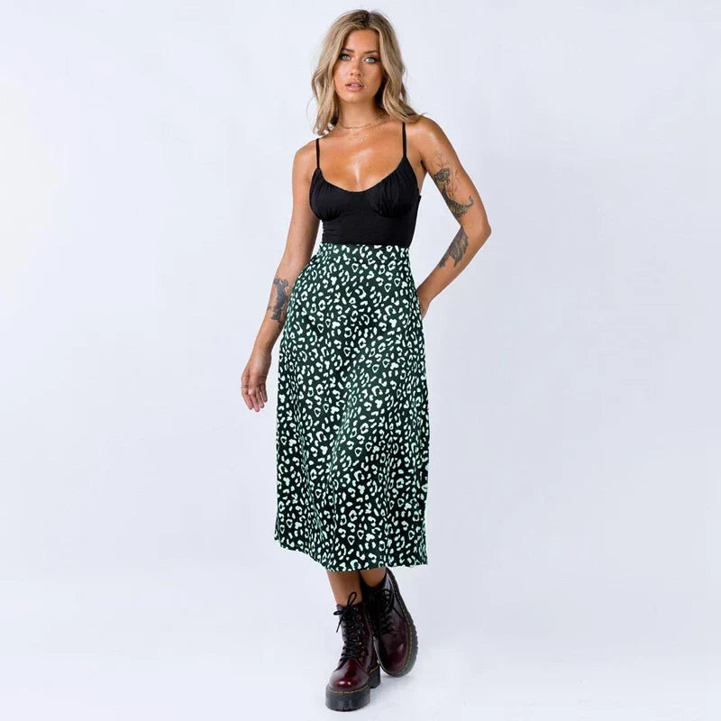 Mira | Chic Printed Midi Skirt with Slit