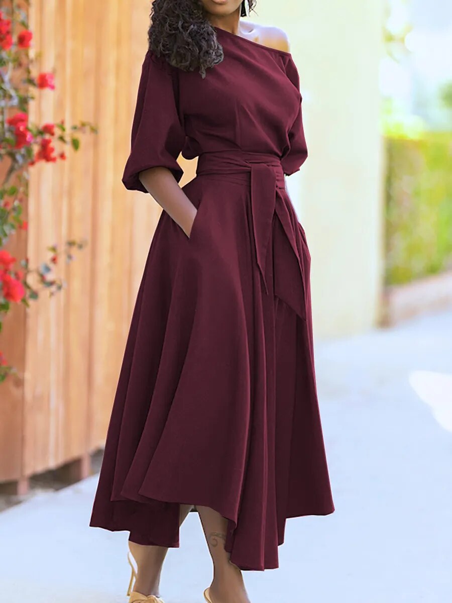 Seraphina | Elegant Dress with Lacing and Lantern Sleeves