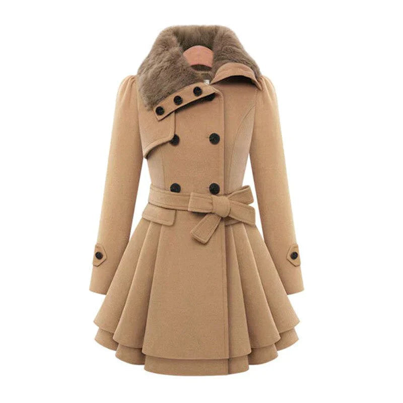Talia | Chic Trench Coat with Sustainable Fur