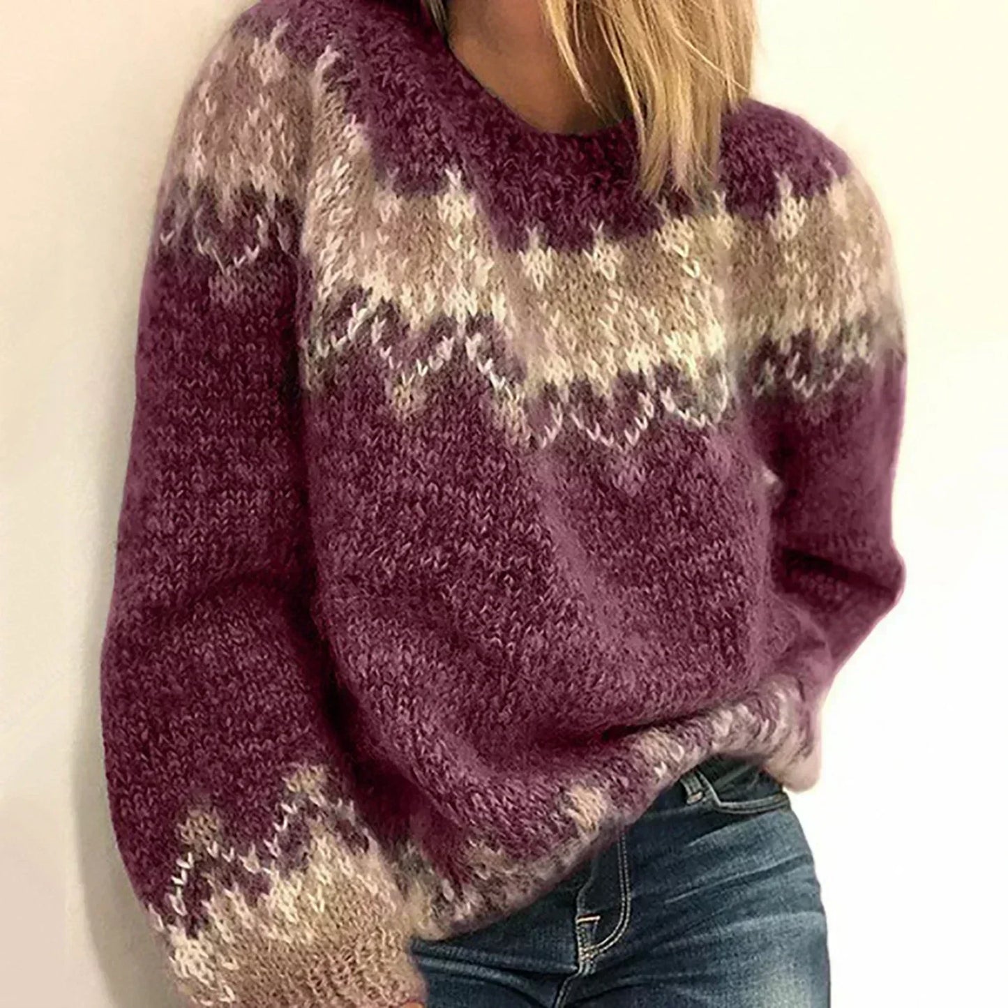 Lydia | Snug Jacquard Mohair Knit Sweater