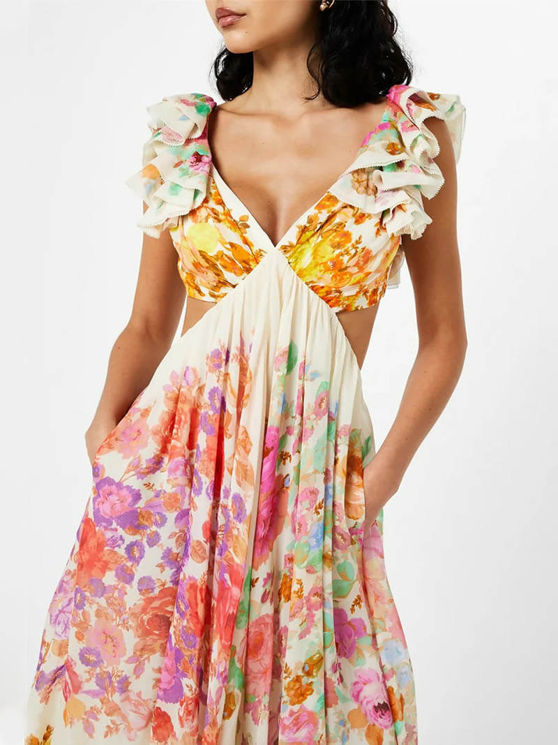 Lillian | Elegant V-Neck Dress with Open Back