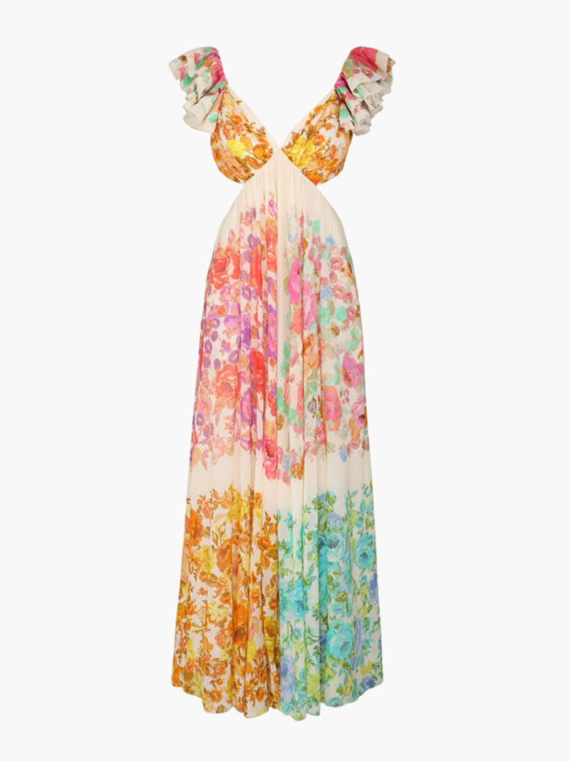 Lillian | Elegant V-Neck Dress with Open Back