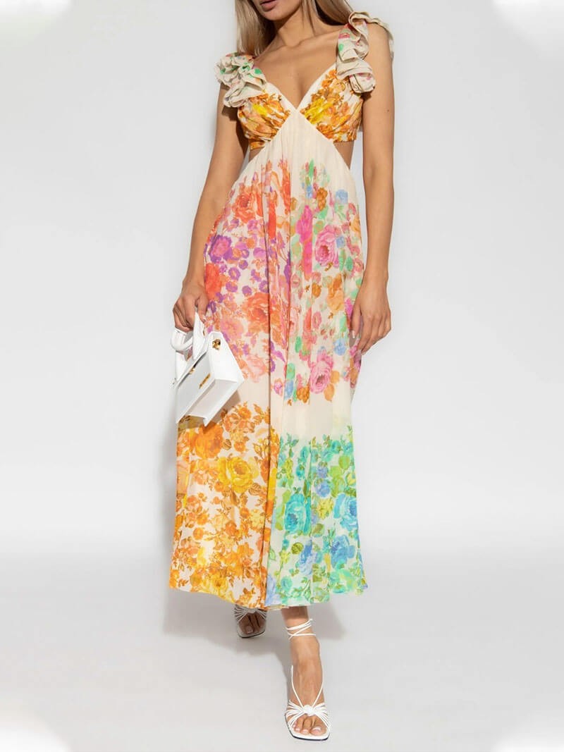 Lillian | Elegant V-Neck Dress with Open Back