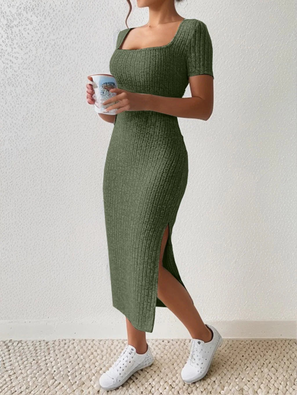 Lydia | Elegant Knit Dress with Square Neckline