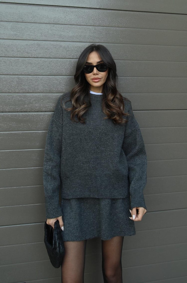 Nora | Cozy Knitted Two-Piece Set for Women: Jumper and Skirt Combo