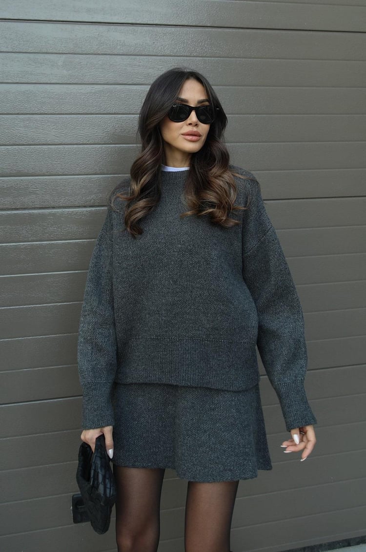 Nora | Cozy Knitted Two-Piece Set for Women: Jumper and Skirt Combo