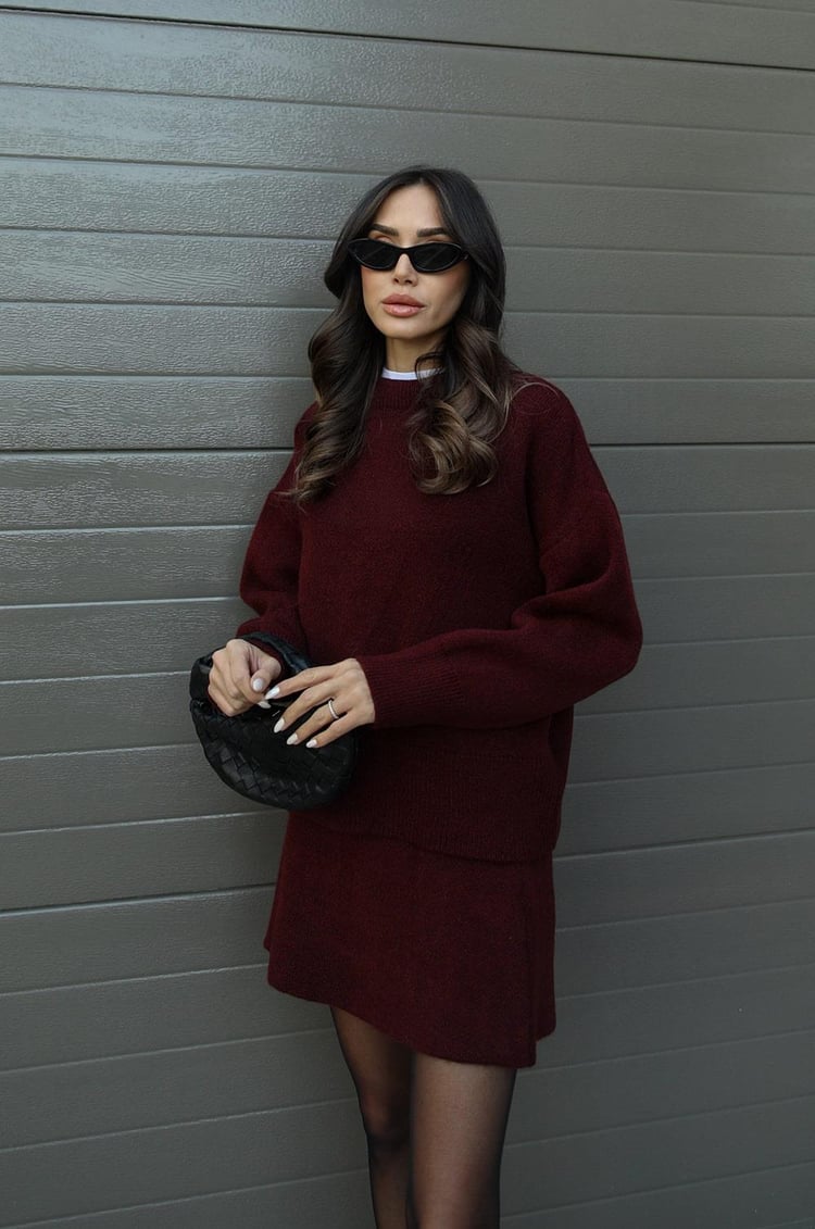 Nora | Cozy Knitted Two-Piece Set for Women: Jumper and Skirt Combo