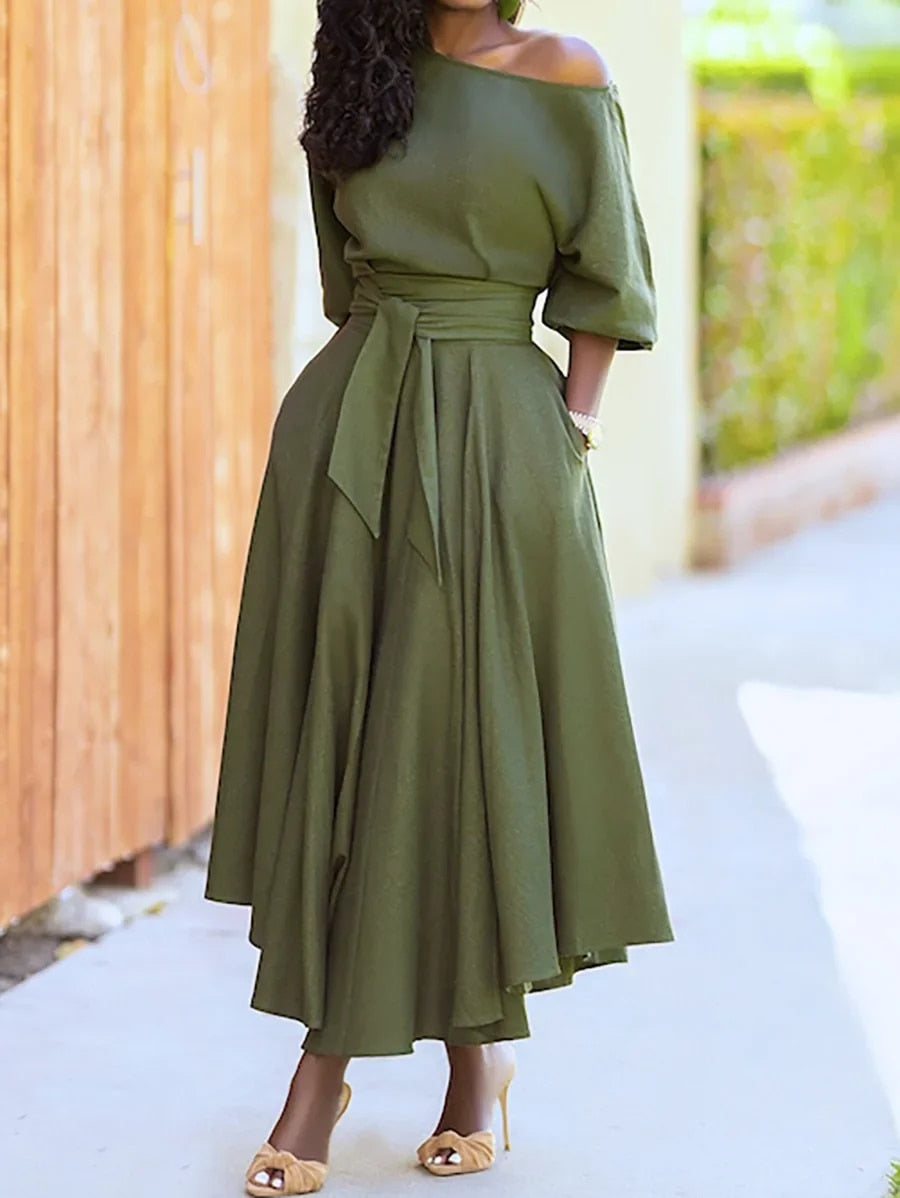 Seraphina | Elegant Dress with Lacing and Lantern Sleeves
