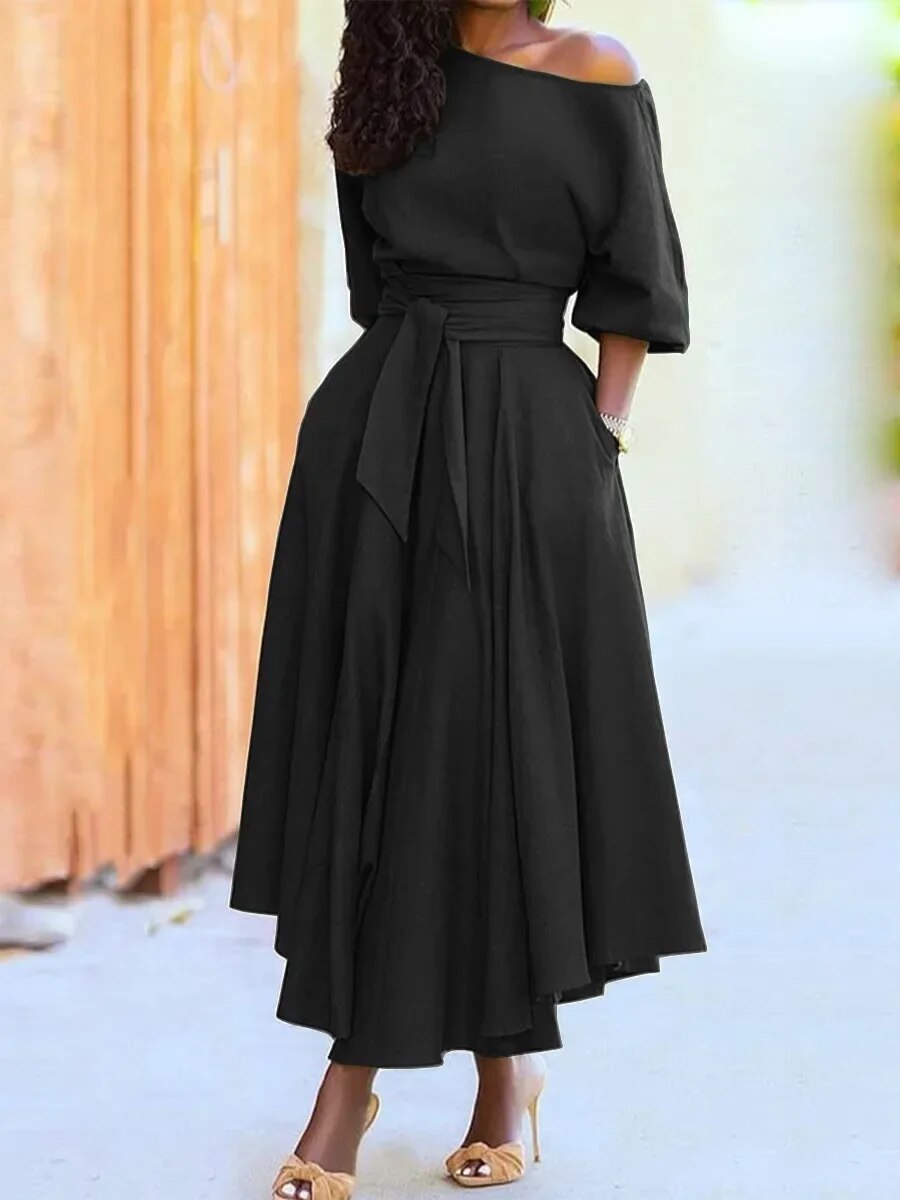 Seraphina | Elegant Dress with Lacing and Lantern Sleeves