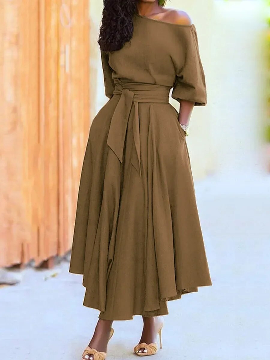 Seraphina | Elegant Dress with Lacing and Lantern Sleeves