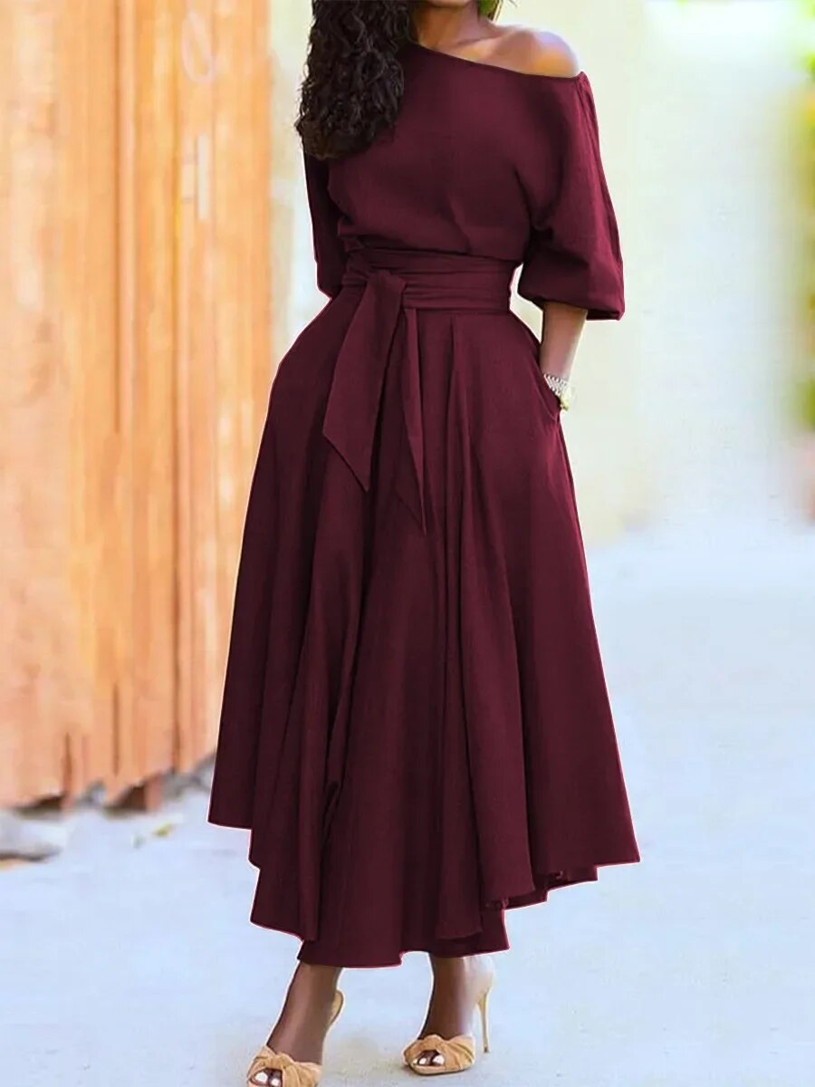 Seraphina | Elegant Dress with Lacing and Lantern Sleeves
