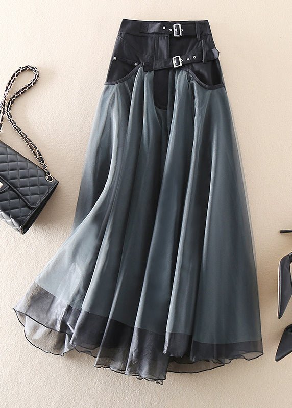 Siena | Chic French Patchwork Tulle Midi Skirt for Women