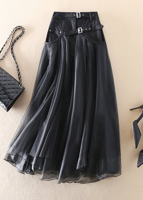Siena | Chic French Patchwork Tulle Midi Skirt for Women