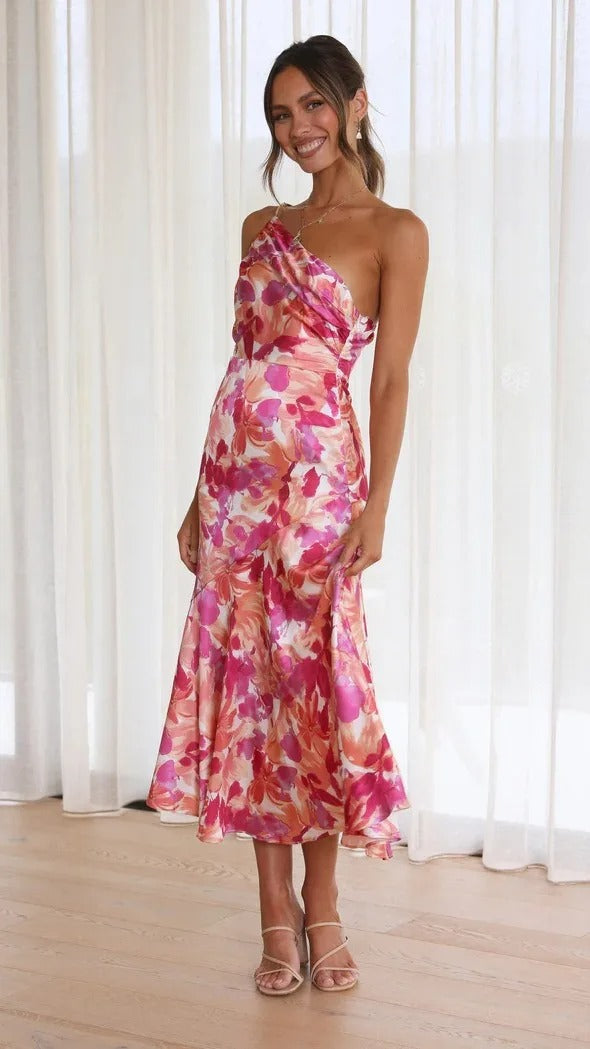 Camille | Elegant One-Shoulder Floral Gown