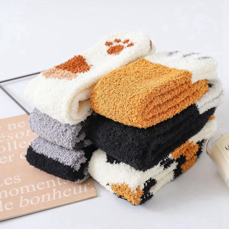Sienna | Plush Cotton Paw Socks (One-Size)