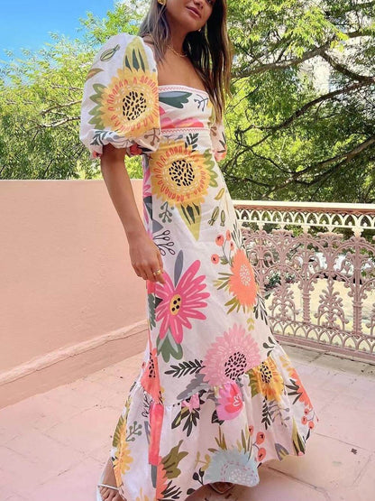 Luna | Elegantly Poised Maxi Dress with Puff Sleeves
