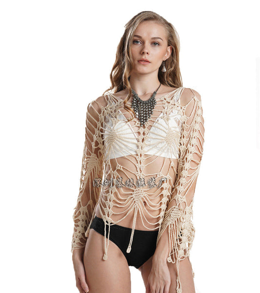 Lila | Hand-Crocheted Hollow Bikini Cover-Up for Sun Protection