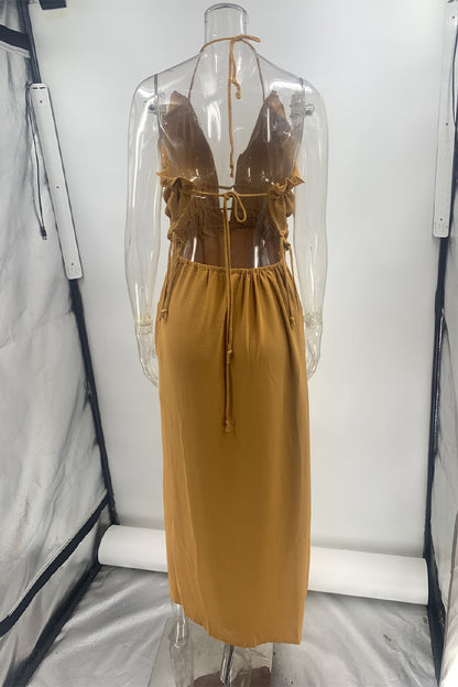 Jasmine | Sultry Solid Color Strap Dress with Slit Detail and Asymmetrical Hem