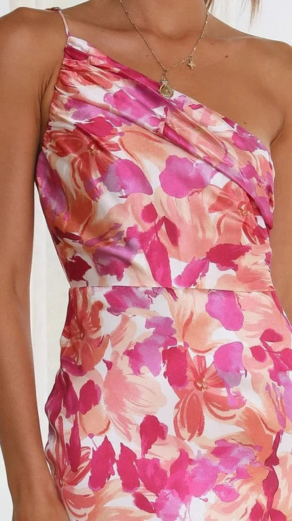 Camille | Elegant One-Shoulder Floral Gown