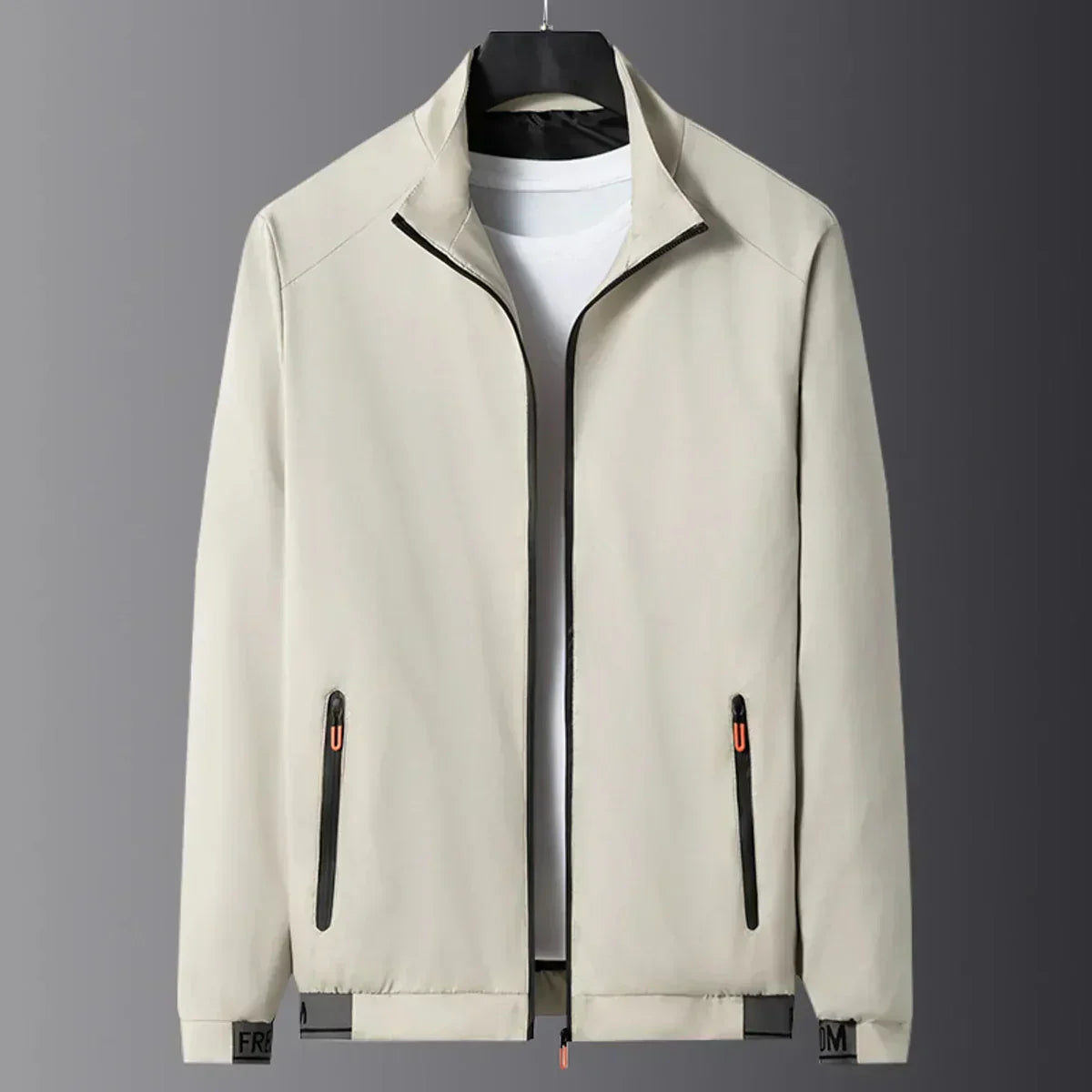 Mateo - windproof black men's intermediate jacket with stand-up collar
