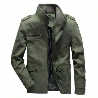 Ken - Men's Jacket with Stand-Up Collar in Military Style
