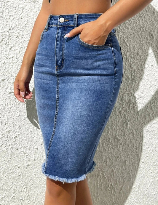 Tessa | Chic Casual Midi Denim Skirt