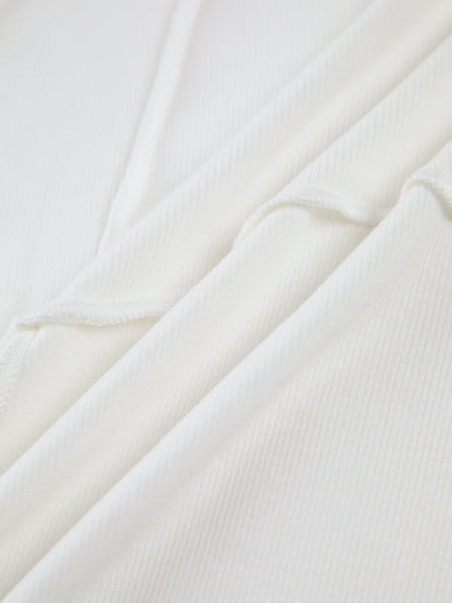 Fiona | Chic Ribbed Long Sleeve Top with Tailored Piping