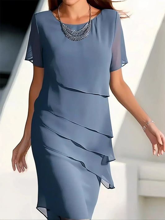 Nina | Elegant Midi Dress with Short Sleeves