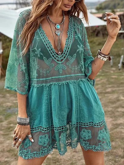 Sienna | Bohemian Lace Sheer Cover-Up Dress