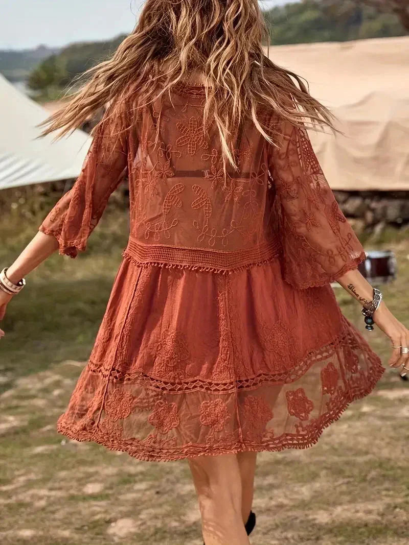 Sienna | Bohemian Lace Sheer Cover-Up Dress