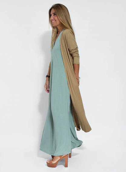 Sienna | Elegant Midi Dress and Tailored Vest Ensemble