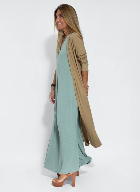 Sienna | Elegant Midi Dress and Tailored Vest Ensemble