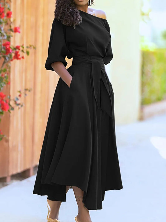 Seraphina | Elegant Dress with Lacing and Lantern Sleeves