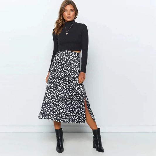 Mira | Chic Printed Midi Skirt with Slit