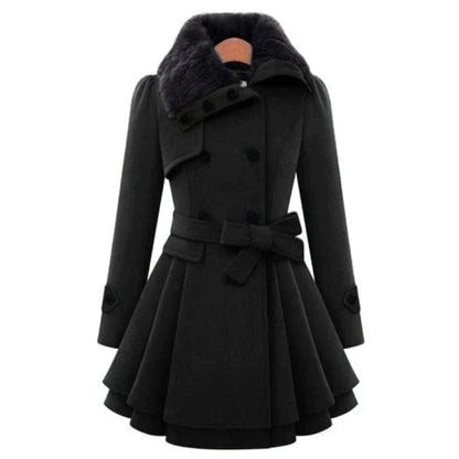Talia | Chic Trench Coat with Sustainable Fur