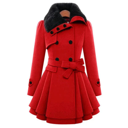 Talia | Chic Trench Coat with Sustainable Fur