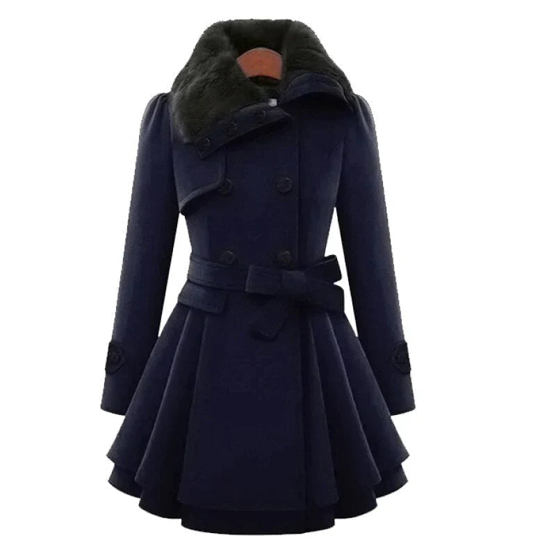Talia | Chic Trench Coat with Sustainable Fur