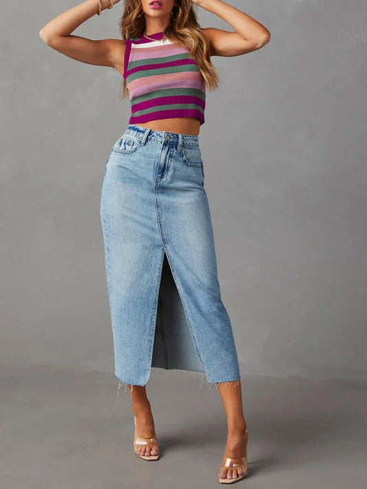 Luna | Chic Denim Skirt with Side Slit