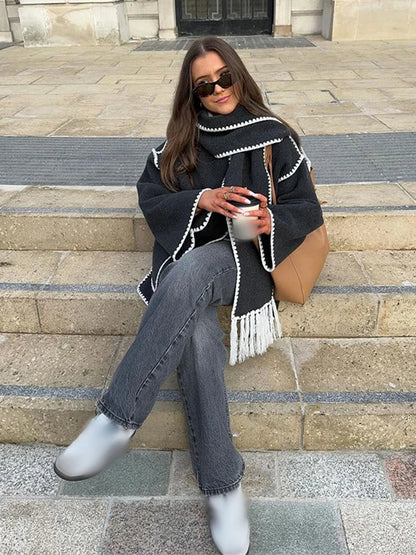 Sienna | Eclectic Bohemian Wrap Coat with Scarf