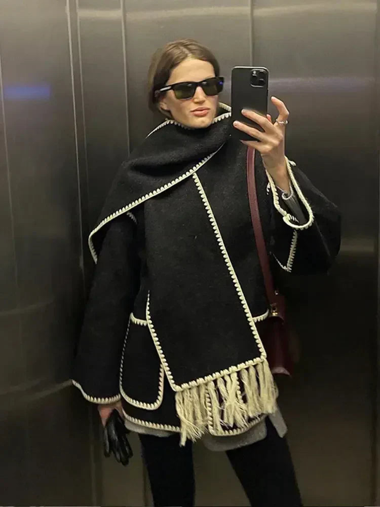 Sienna | Eclectic Bohemian Wrap Coat with Scarf
